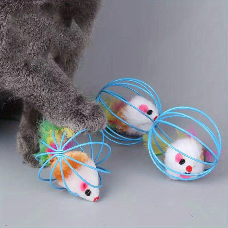 WhiskerChase - Bunte Feder-Maus-Spielzeug