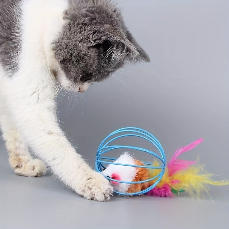 WhiskerChase - Bunte Feder-Maus-Spielzeug