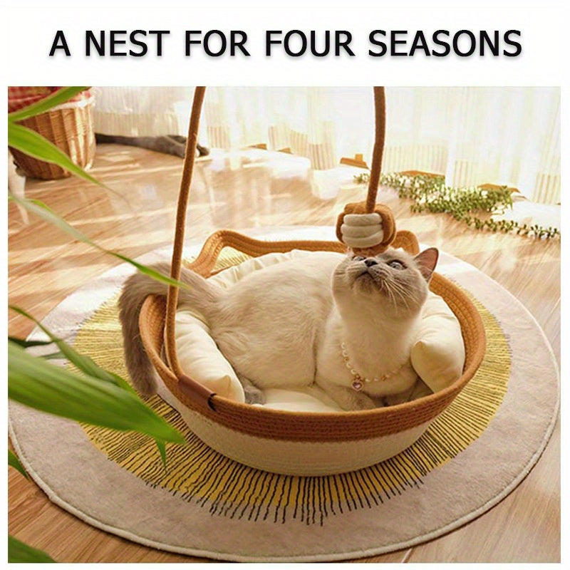 Zen-Oase - Robuster Rattan-Katzennest