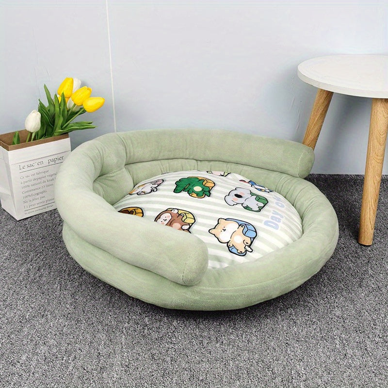 CuddleNest - Rundes Katzensofa mit Tierdruck