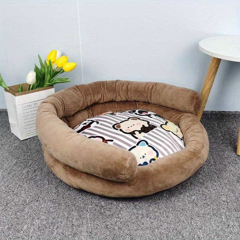 CuddleNest - Rundes Katzensofa mit Tierdruck