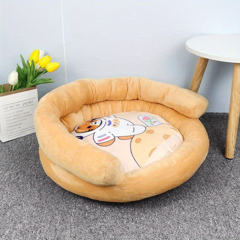 CuddleNest - Rundes Katzensofa mit Tierdruck