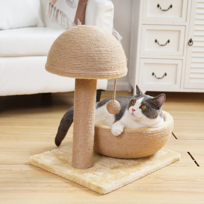 Katzen Pilz Sisal Kratzbaum mit Bettchen