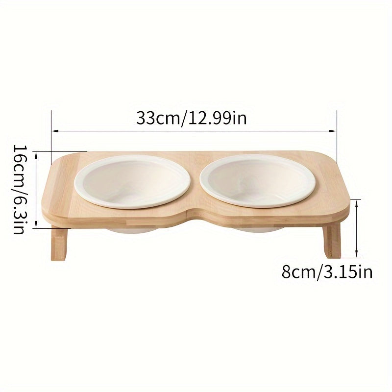 WoodenDine - Erhöhter Futtertisch mit Doppelschalen
