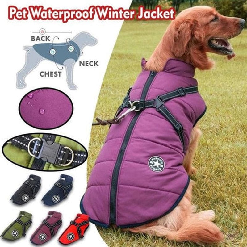 SmartShield Winterhundemantel - Wasserdicht & Integriertes Geschirr