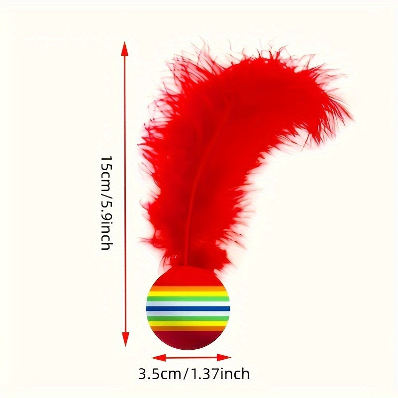 FeatherFun - Rote Regenbogen-Katzenspielbälle