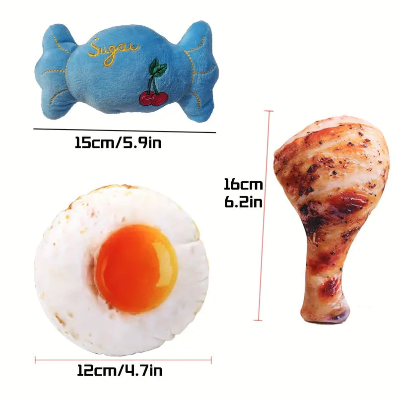 3 Stück Haustier Quietschspielzeug Langlebiges Interaktives Baumwoll-Spielzeug