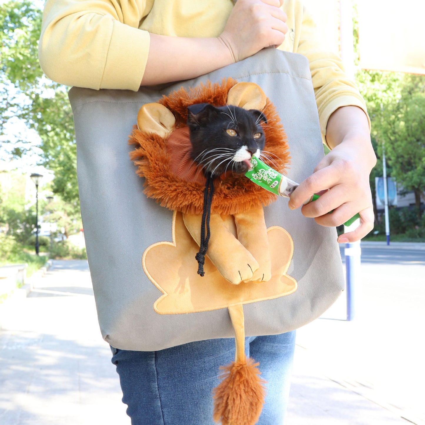 Stilvoller Lion Tote Bag: Überall mit Katze & Hund