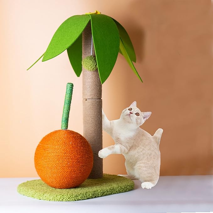 Katzen Palmen Sisal Kratzbaum mit Orange