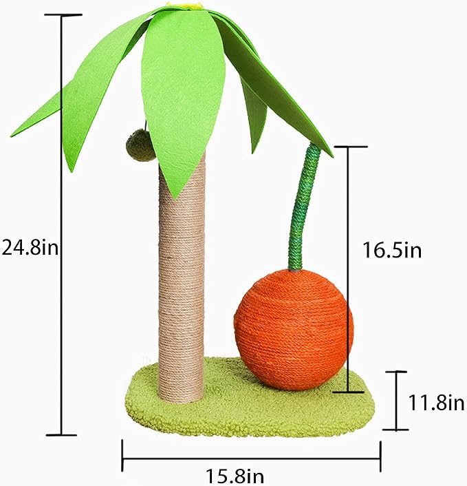 Katzen Palmen Sisal Kratzbaum mit Orange