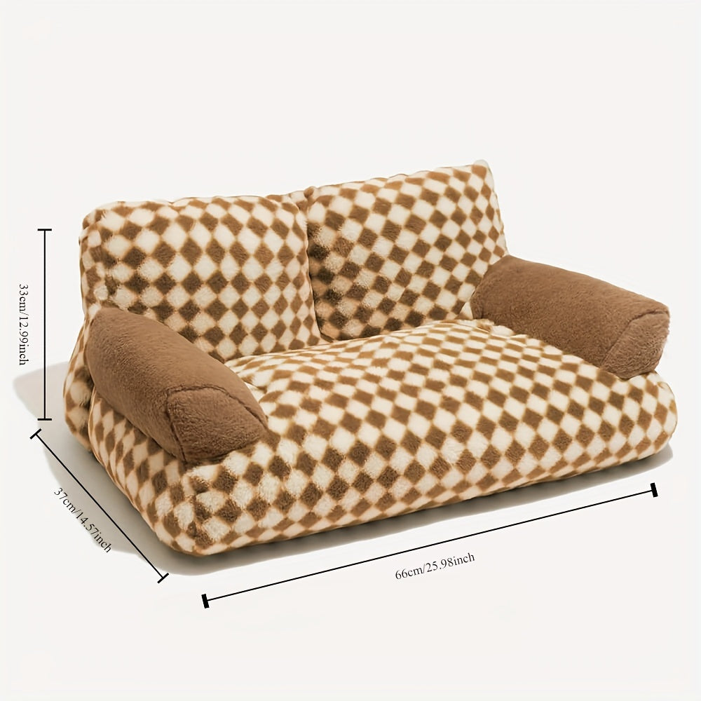 KuschelPlatz - Braun kariertes Katzensofa