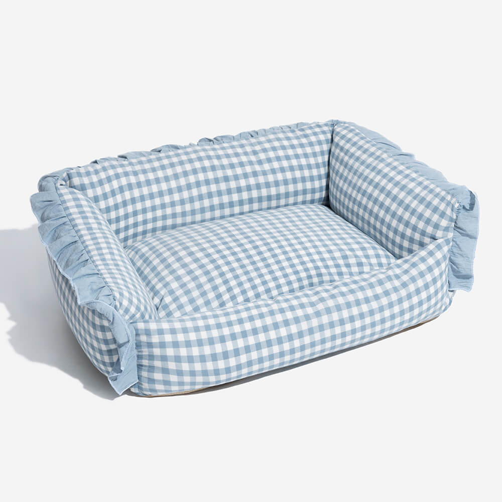 Blauer Ruffle Plaid Luxusbett