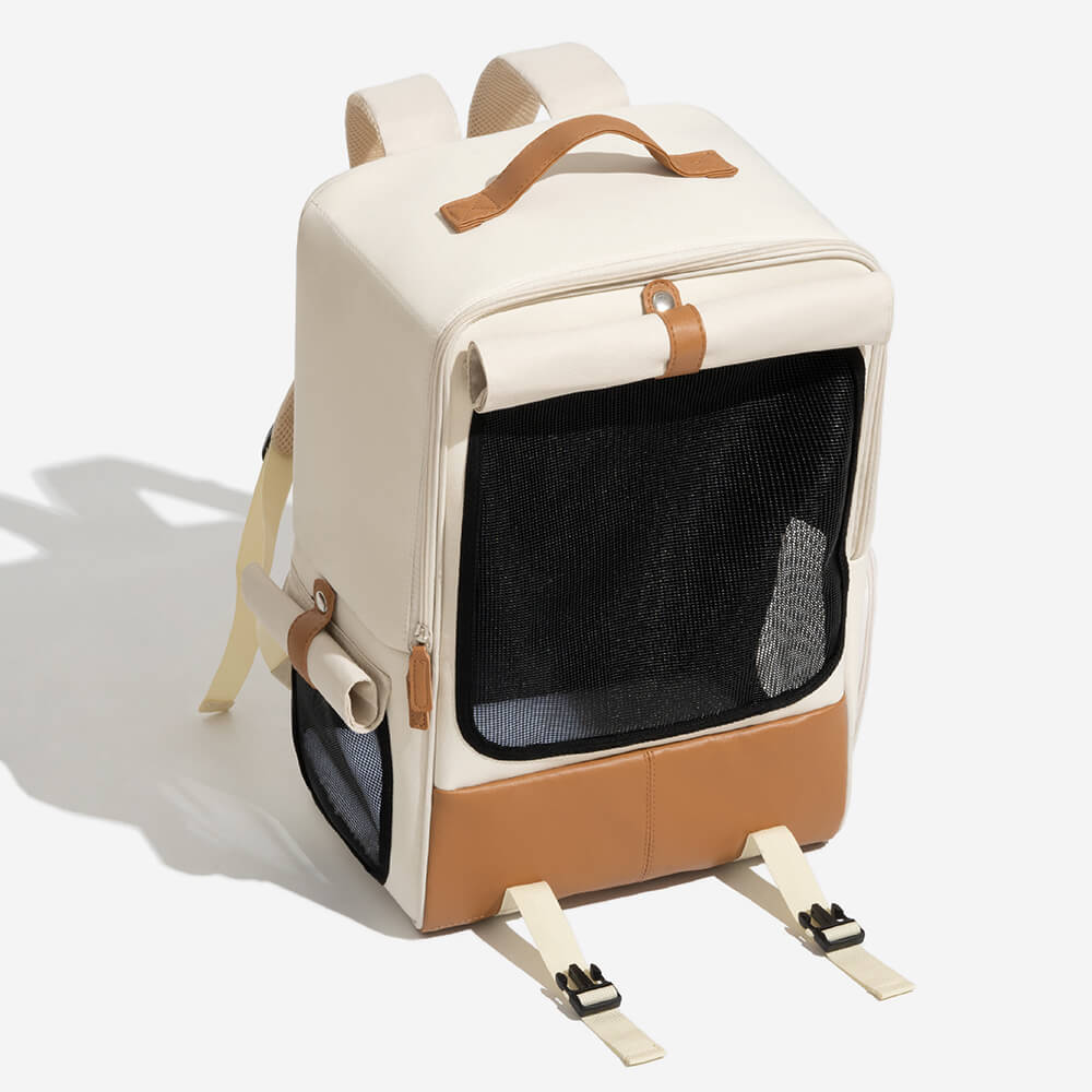 Beige Designer-Katzenrucksack