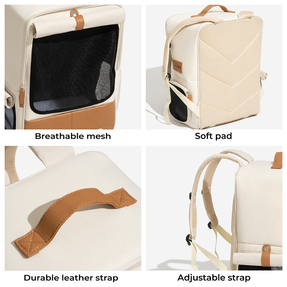 Beige Designer-Katzenrucksack