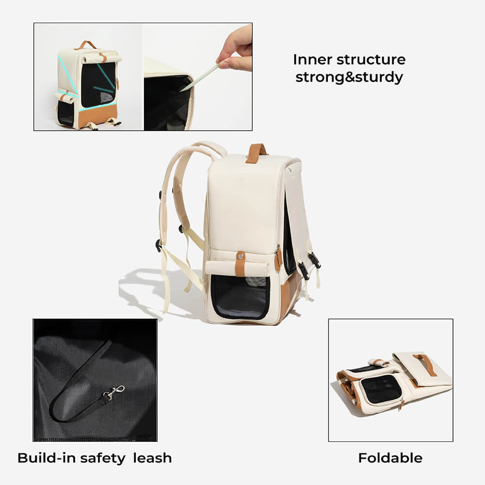 Beige Designer-Katzenrucksack