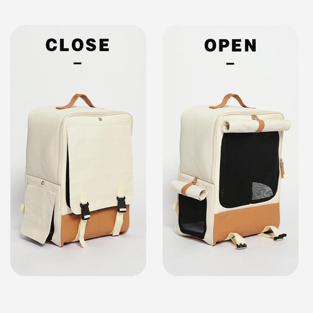 Beige Designer-Katzenrucksack