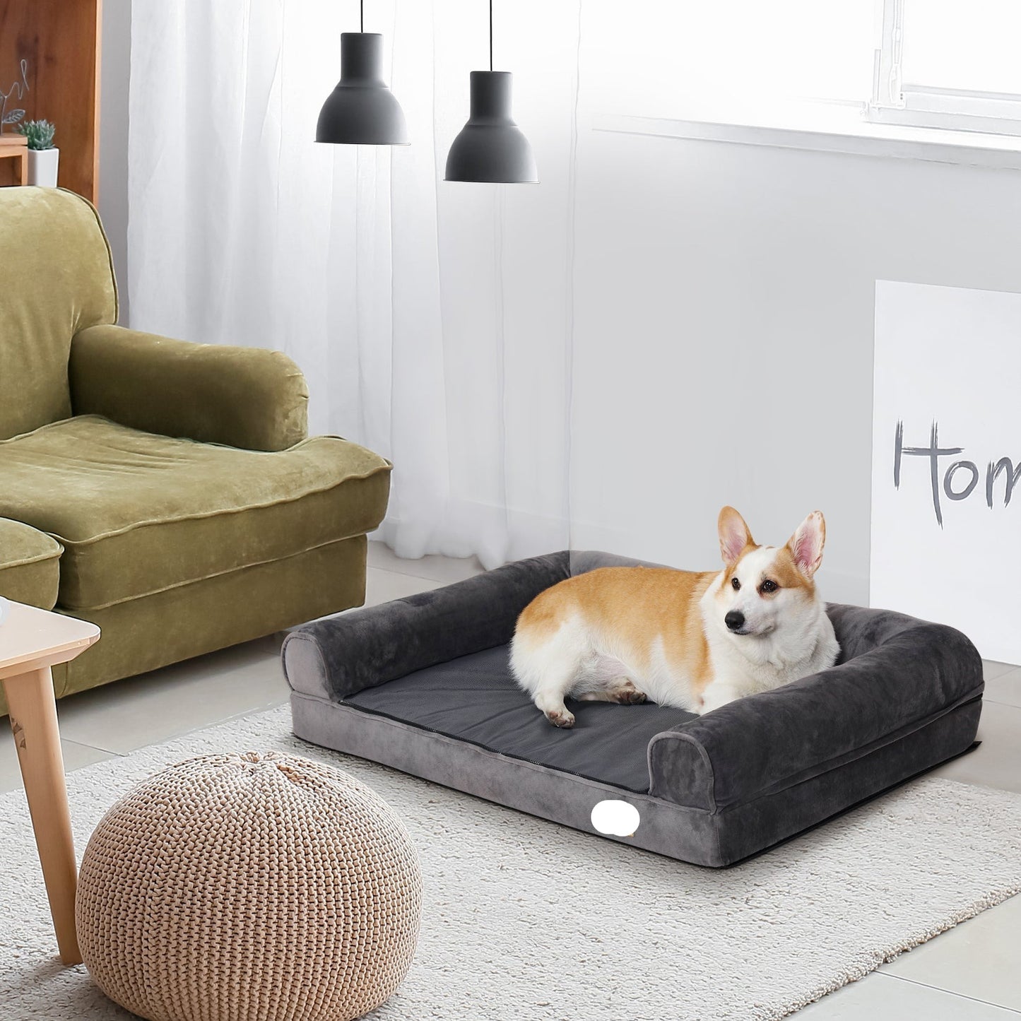 KomfortOase - Graues Orthopädisches Sofa Hundebett