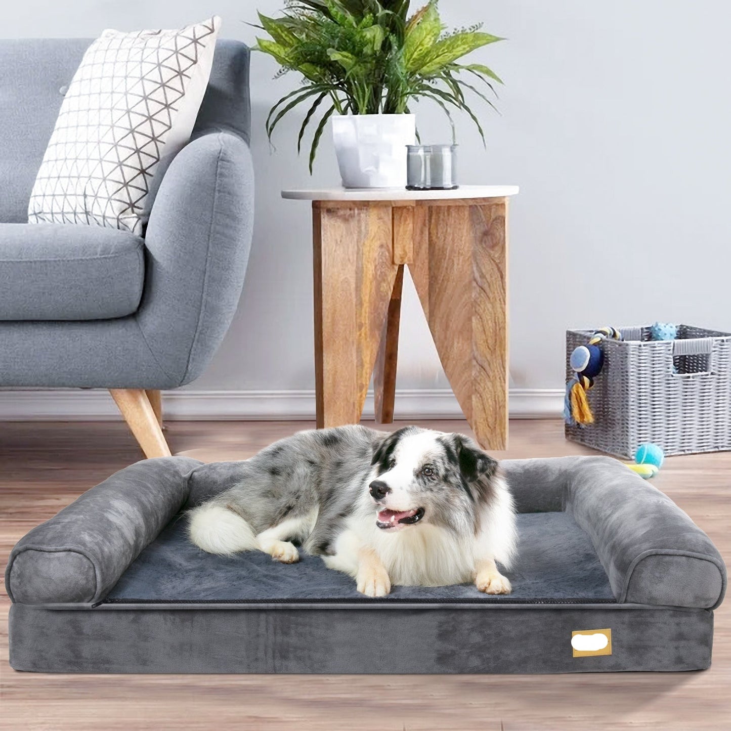 KomfortOase - Graues Orthopädisches Sofa Hundebett