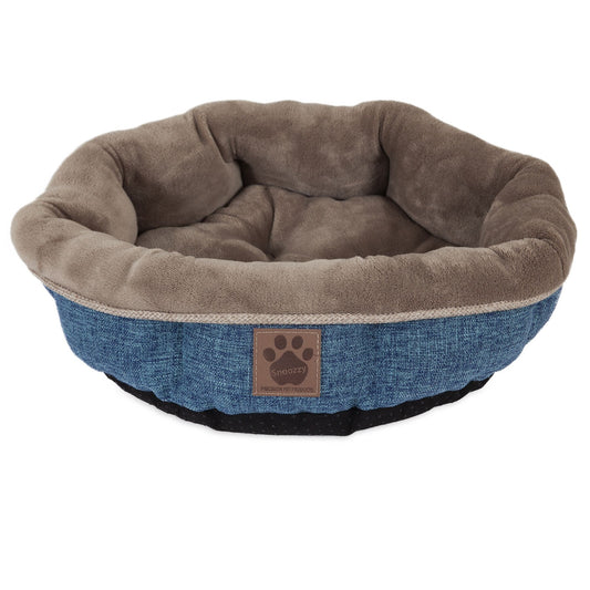 Shearling Traum - Rundes Haustierbett in Blau