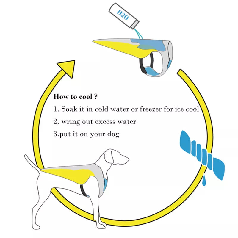 Stylischer Sommer-Kühlweste für Hunde mit Reflex & Schnellverschluss