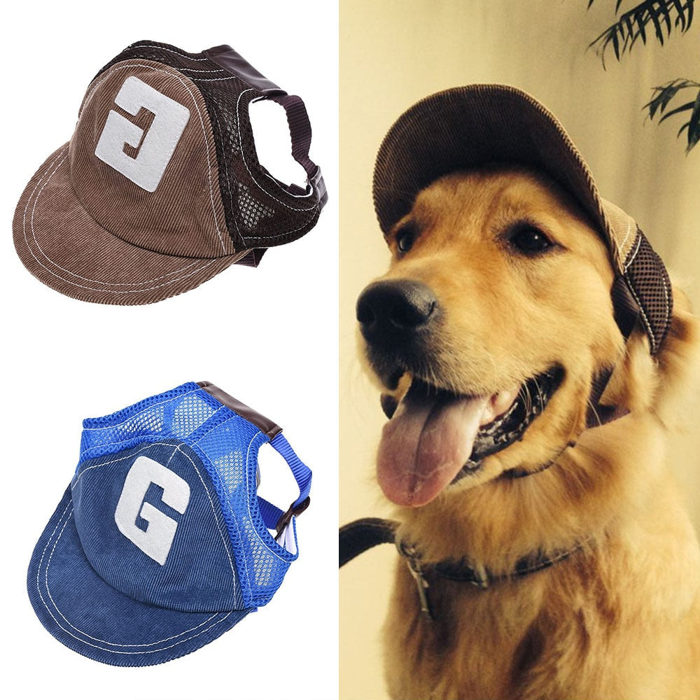 Vielseitige Hunde-Baseballkappe mit Sonnenschutz: Denim-Alphabet-Stil für alle Größen