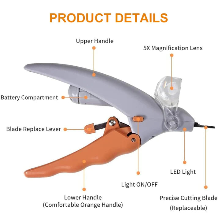 PrecisionGlow Haustier-Nagelknipser: Helle LED & Lupe für sicheres Trimmen