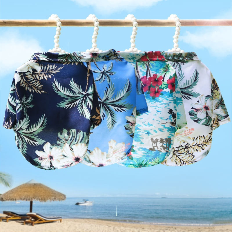 Tropical Chic: Sommerliches Katzen- & Hundeshirt mit Hawaiianischem Stranddruck