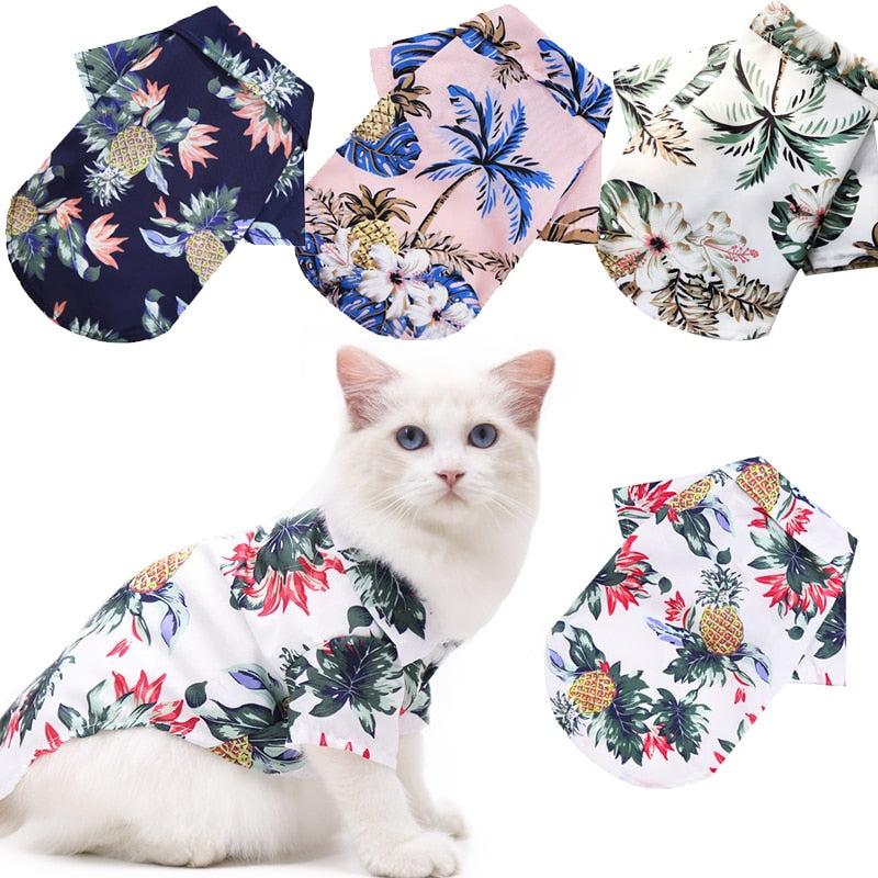 Tropical Chic: Sommerliches Katzen- & Hundeshirt mit Hawaiianischem Stranddruck