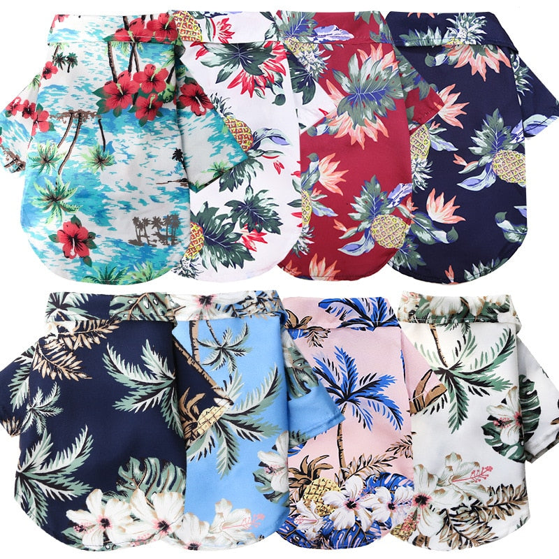 Tropical Chic: Sommerliches Katzen- & Hundeshirt mit Hawaiianischem Stranddruck