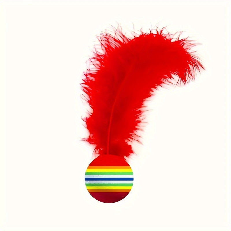 FeatherFun - Rote Regenbogen-Katzenspielbälle