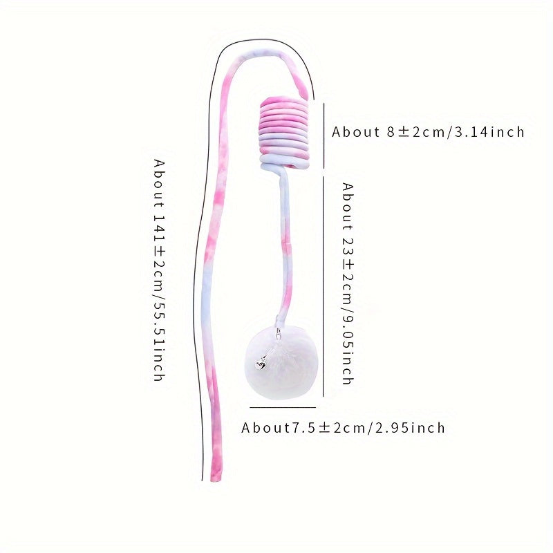 SpringBall - Interaktives Katzenspielzeug mit Hängender Feder und Plüschball