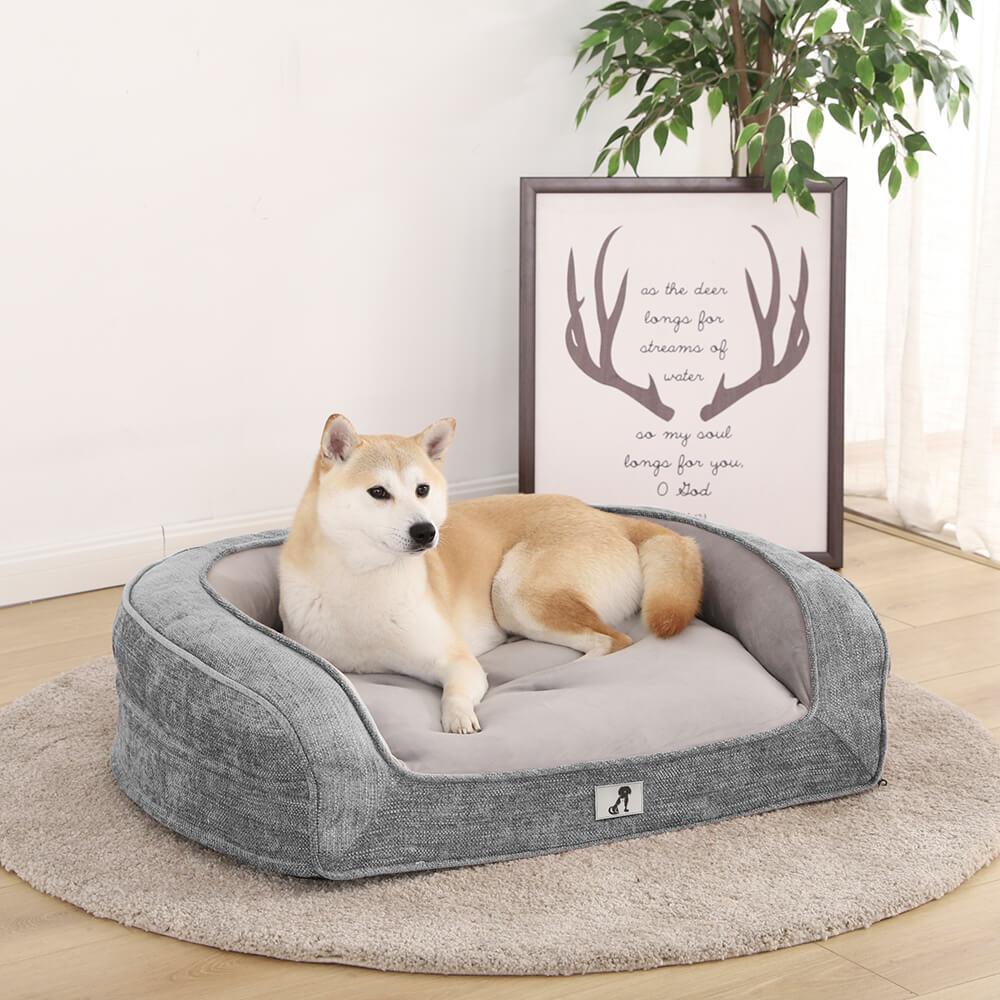 FürstenSofa - Luxus Memory Foam Hundebett Grau Groß