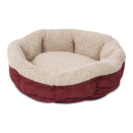 WärmeNest - Rotes Oval-Kuschelbett für Haustiere