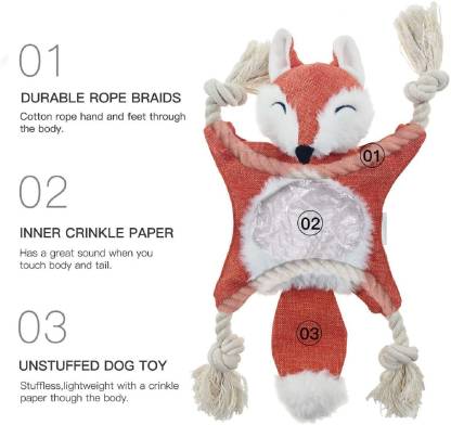 Foxute der Fuchs, Rocco der Waschbär, Lomdi das Eichhörnchen - Robustes, füllungsfreies Quietschspielzeug für Haustiere (Orange, Grau, Braun)