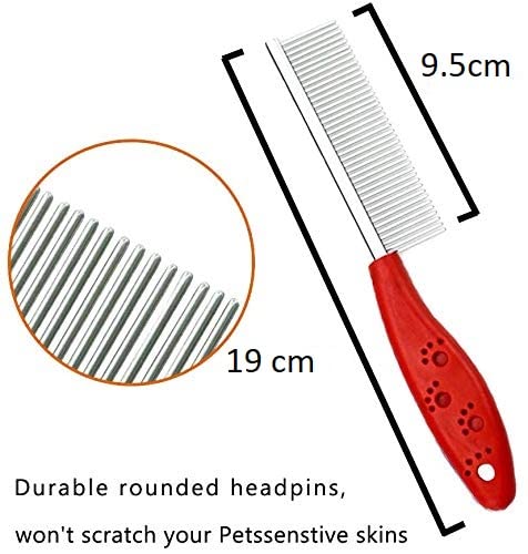 Einseitige Hundepflegebürste aus Edelstahl mit Soft-Grip-Plastikgriff (Mittel)